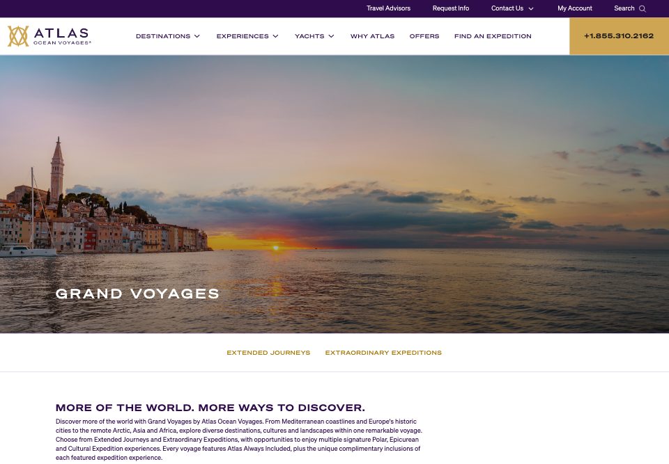 Grand Voyages page with the Rovinj hero