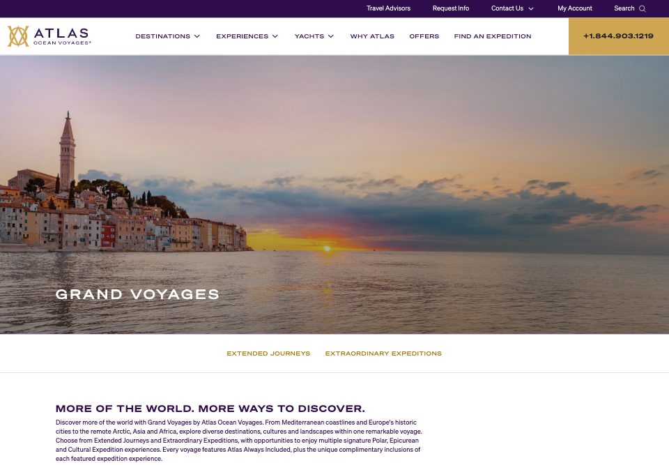 Grand Voyages page with the Rovinj hero